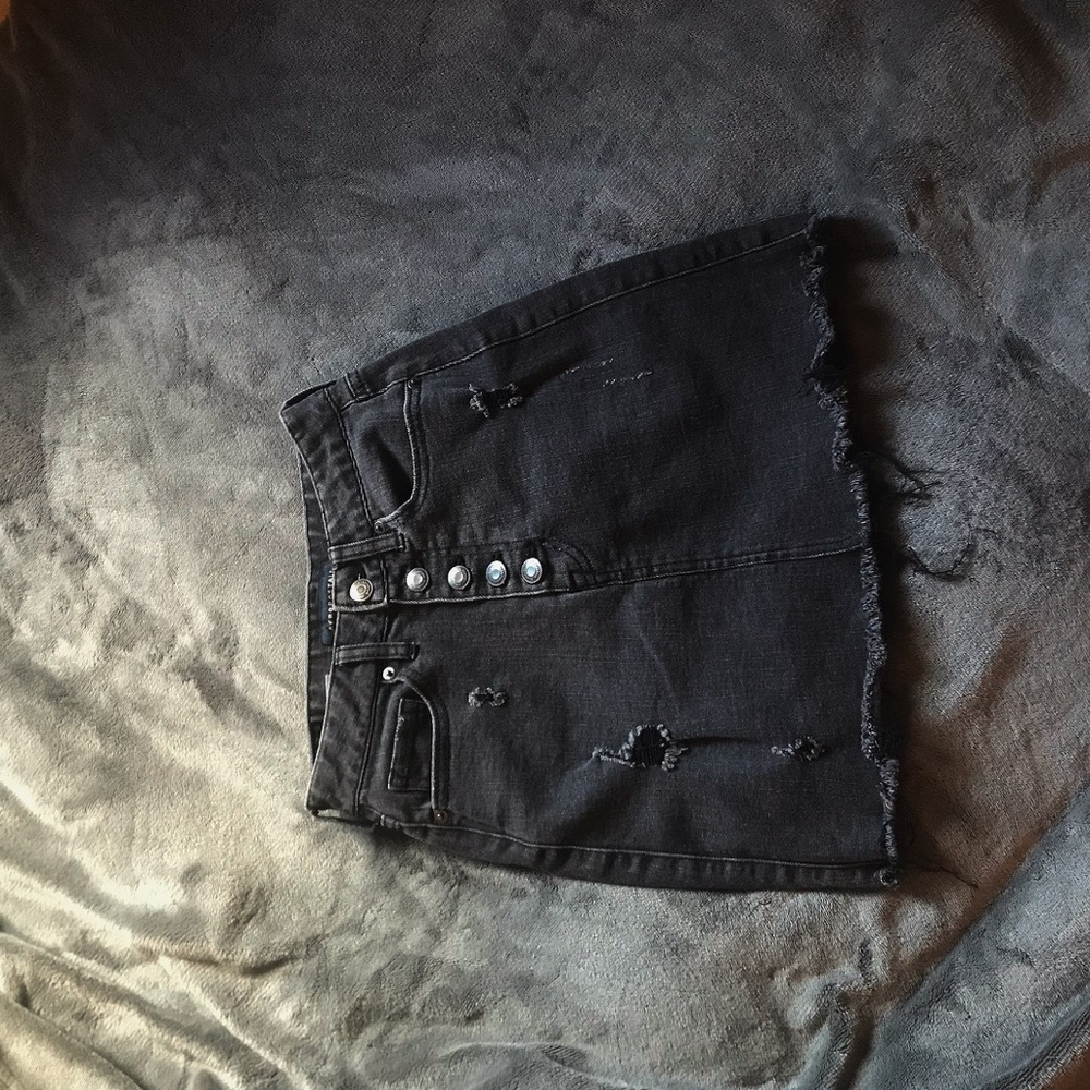 Distressed Denim Skirt